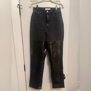 Abercrombie & Fitch Black Straight Leg Jeans with Leather Panels